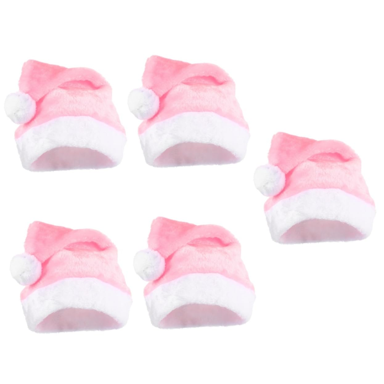 TOPBATHY 5 Piezas Gorro De Papá Noel De Felpa Gorra De Santa Claus Sombrero De Santa Para Fiesta Gorro De Papá Noel De Navidad Sombrero De Navidad De Peluche Felpa Corta Rosa