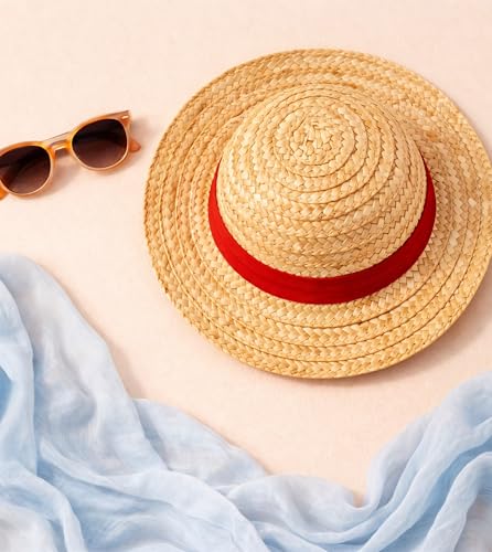 Image of Straw Hat Replica | Iconic Straw Hat with Red Band | Anime Cosplay Accessory & Fan Collectible