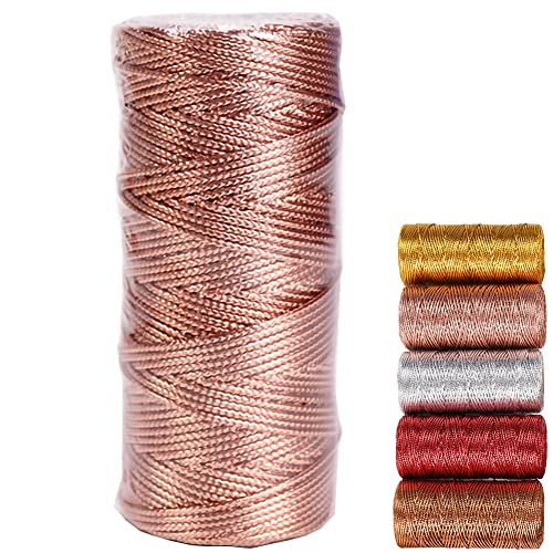 Cordon Métallique Fil Dore Deco Ficelle Dorée 100m Fil Doré Noel pour DIY Artisanal Décoration Bricolage Tressé Emballage Les Cadeaux La Fabrication de Bijoux 1 Rouleaux (Or Rose) Cover