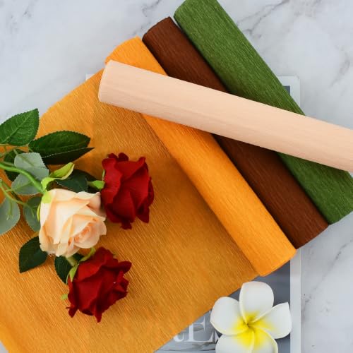 Image of BEISHIDA Fall Crepe Paper Roll, Brown Orange Green 4 Rolls Crepe Paper