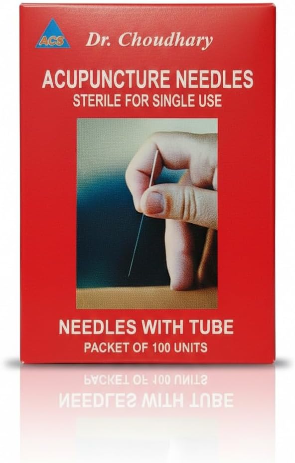 Professional Acupuncture Needles For Dry Needling Stainless Steel Handle with Tube Pack of 100 Needles (0.25 x 13 mm, 0.5 CUN) CDSCO Govt. Approved