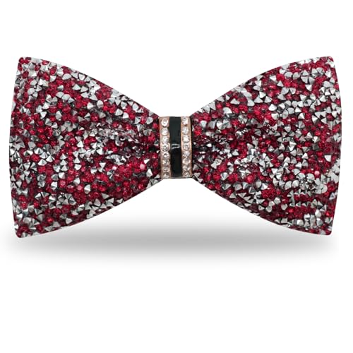 Image of Mens Rhinestone Bow Tie Pre-Tied Bow Ties for Men Adjustable Sparkle Sequin Bowtie Party Wedding
