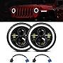 7inch Led Round Headlights Halo - Headlight with DRL High/Low Beam - LED Headlamp Offroad Light Angle Eyes Compatible with Jeep Wrangler JK TJ LJ & 90-97 Mazda Miata MX5 MX-5