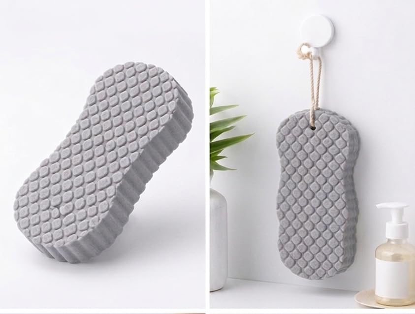 Silicone Exfoliating Bath Sponge, Grey, Deep Exfoliation, Foot Scrubber with Hanging Loop, for Heel and Arch Care-image-37