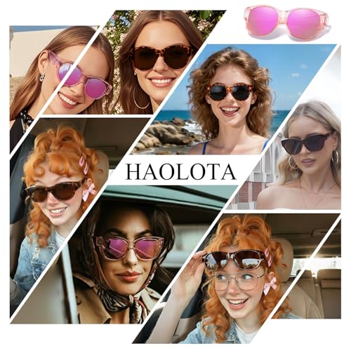 Image of HAOLOTA Fit Over Glasses Sunglasses for Women Polarized | Over Glasses Sun Glasses, UV400 Polarized Lens, Trendy Cat Eye Sunglasses, Lightweight and Flexible, Driving, Daily Use