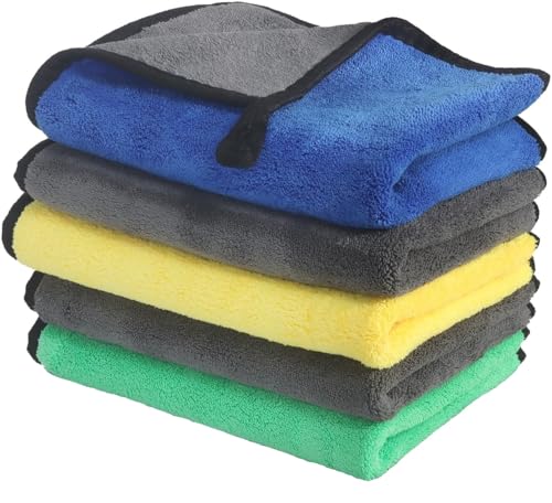 Image of Auto Hub Microfiber Cloth for Car - 600 GSM (40x40 CM) Car Cleaning Cloth, Thick Plush, Lint Free, Streak Free Microfiber Cloth for Bike & Car Washing & Drying Pack of 5-Mix