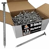 BRAUNY BOY – 2” STAINLESS STEEL – Redwood, Cedar Wood Siding Nail – 6d Ring Shank – Rust Resistant 304 Stainless nail for siding, decking, roof slating – 2 in - (lbs) (1)