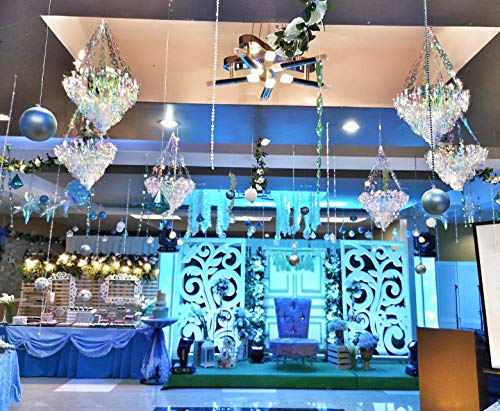 Image of Hanging Decorations Iridescent Chandelier Shaped Foil Ceiling Hanging Ornament for Bridal Shower Wedding Birthday Frozen Theme Party Fairy Princess Rainbow Show Decoration