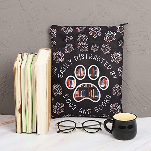 PLITI Book Lover Book Sleeve Dog Lover Gift Easily Distracted By Dogs and Books Book Protector for Animal Lover (Distracted Dogs Books BSblU) - Image 3