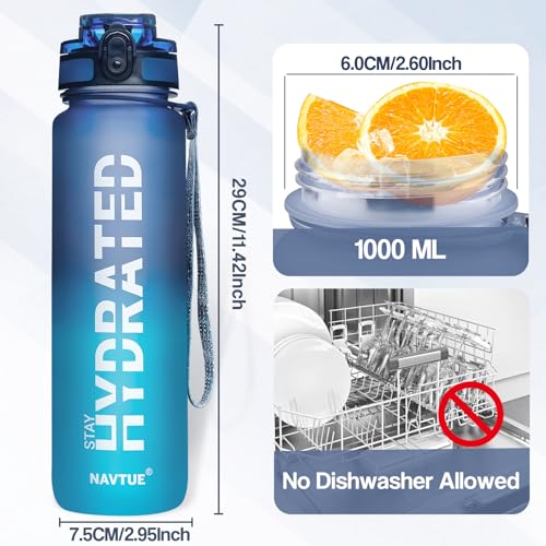 Image of Water Bottle 32 oz Motivational Time Marker Tritan Bottle