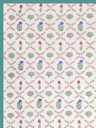 Image of Cotton Bedsheet, Hand Block Printed Bedsheet for Double Bed with 2 Pillow Covers, Eco-Friendly Bedsheet for Bedroom, Guestroom & Living Room, Size - 108 * 108 (Turquoise & Pink & Blue)