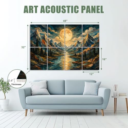 8 Pack Paneles Acústicos Decorativos Laminas Abstractas de Montañas 48"x32" miniatura 2