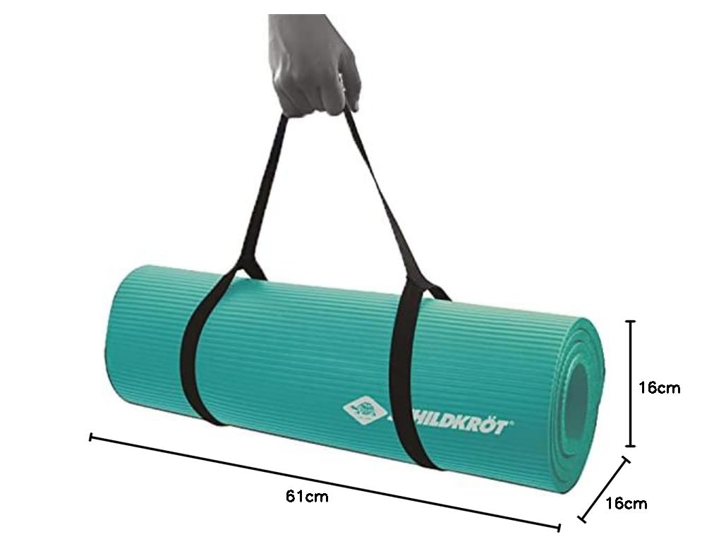 Schildkröt Fitnessmatte, 10 mm, rutschfeste Gymnastikmatte, mit Tragegurt, 183 x 61 x 1,0cm