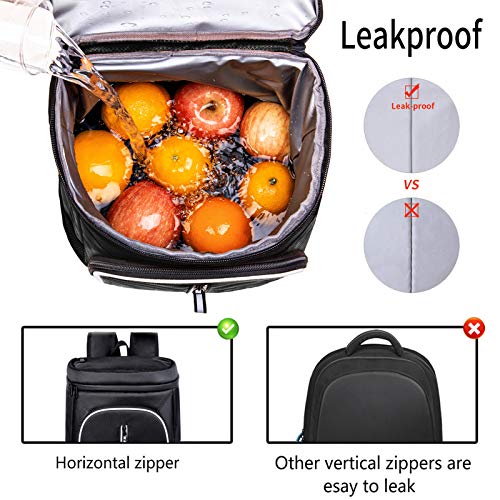 Image of FORICH Soft Cooler Backpack Insulated Waterproof Backpack Cooler Bag Leak Proof Portable Small Cooler Backpacks to Work Lunch Travel Beach Camping Hiking Picnic Fishing Beer for Men Women (Black)