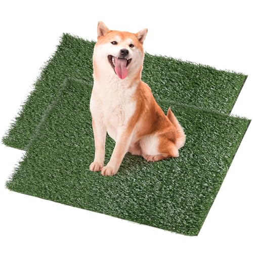 QWORK® 2 Stück Kunstrasen Hundeklo Welpentoilette PIPI Matten für Hunde, Hundetoilette Ersatzrasen 51x63 cm