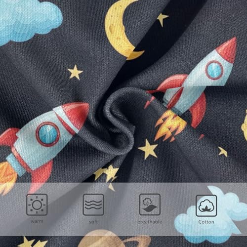 CHIFIGNO Boy Briefs Cotton Underwear Printed Breathable Little Boys Underwear Briefs, Cute Cartoon Rockets Black3