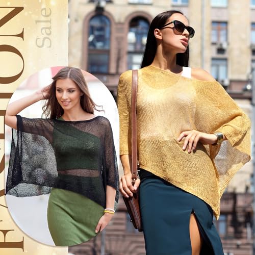 Image of Women Sheer Poncho Shrug Summer Sheer Blouse Top Lightweight Poncho Bolero for Evening Dress