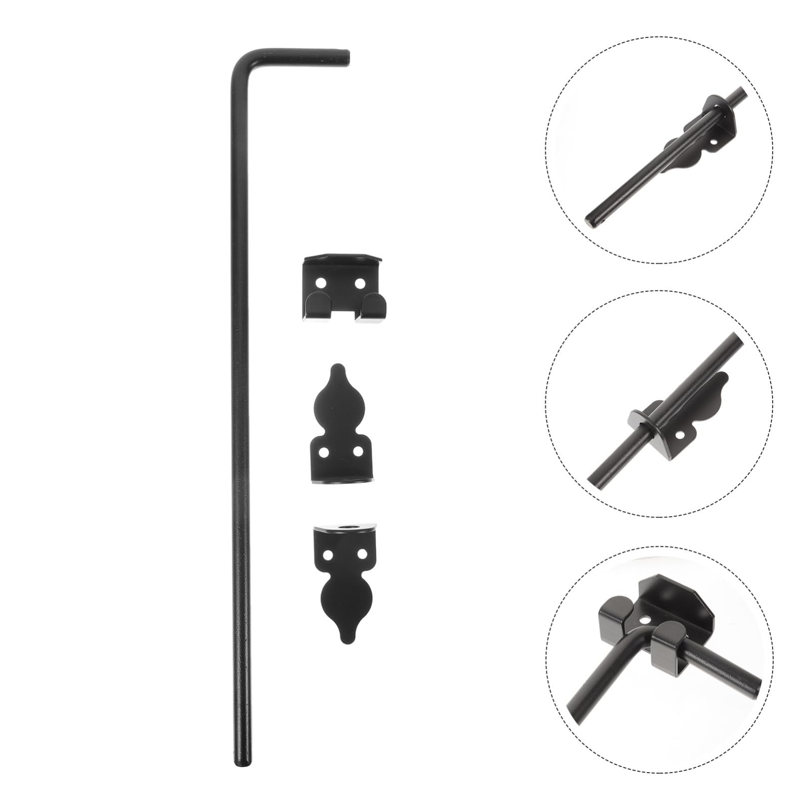 Operitacx Loquet de Porte de Hangar en Fer Noir, Épais et Renforcé, Serrure Robuste pour Portails Bois et Grandes Portes, Installation Extérieure Solide et Sécurisée