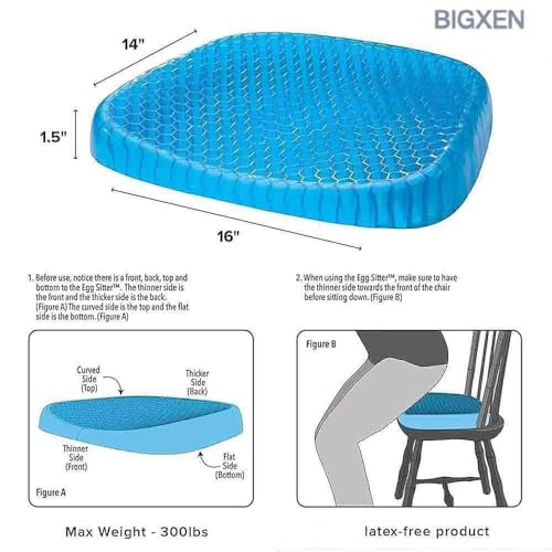 Image of SPARSHMART Portable Gel Seat Cushion for Wheelchairs, Trucks & Office | Blue Gel Pad