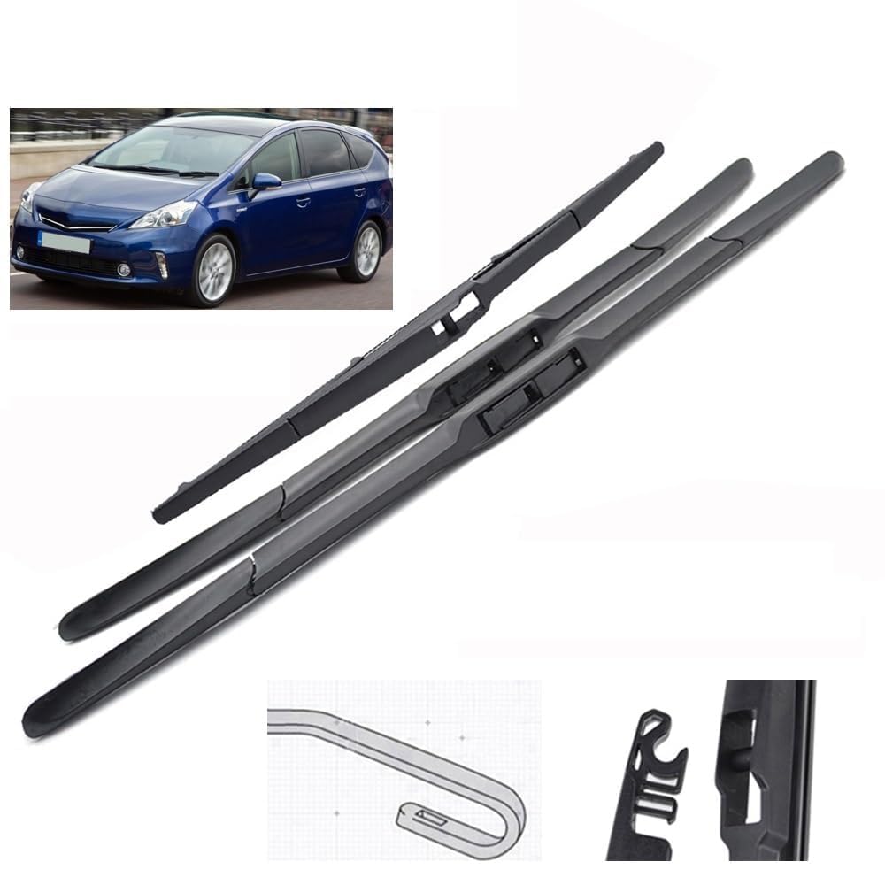 Tergicristalli Auto per Toyota Prius Plus/Prius+ 2011–2016, Auto Spazzole Tergicristallo Parabrezza Anteriore Parabrezza Spazzole Rondella Tergicristallo Set Accessori