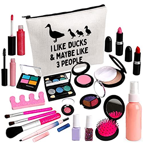 PLITI Duck Cosmetic Bag Gifts for Women Duck Lover Gifts I Like Ducks and Maybe Like 3 People Pet Duck Makeup Bag(Like Ducks peopleU) - Image 4