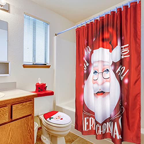 Weihnachten Toiletten Set 3 Stücke Weihnachtsmann WC Sitzbezug Set und Duschvorhänge, Weihnachtsmann auf Toiletten Ornament für Weihnachtliche Haus Dekorationen Badezimmer Dekor – Bild 8