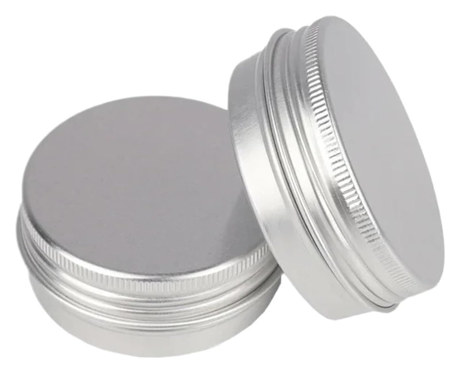 lata de aluminio, Latas con tapa de rosca aluminio, redondas y vacías, 5-60g, plateadas, for Salve, especias, velas, lápiz labial, 10 Uds(10pcs X 60g)