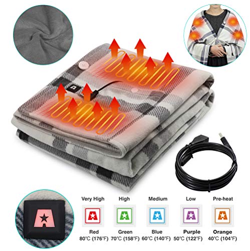 ARRIS Heated Shawl Cape Blanket Portable Wearable 5V USB Electric Heating Cape, Heated