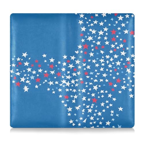 GuoChe Leather Car Registration & Insurance Card Holder Men Women Truck Accessories for Essential Document, Driver License, Cards Blue Flag Stars Patriotic