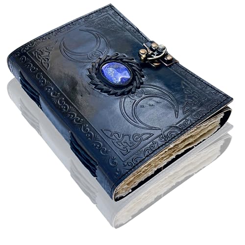 Urban Leather Lapis 3 Luna Celta Grimoire Libro de las Sombras Vintage Diario para hombres y mujeres Dibujo Cuaderno de bocetos Álbum de recortes Escritura Cuaderno de notas Grueso Páginas