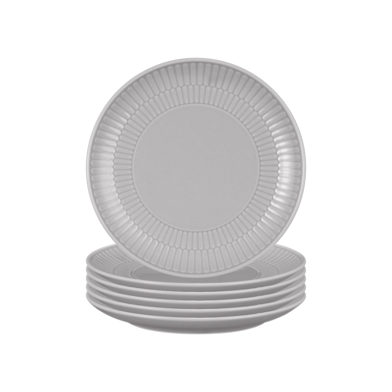 Seltmann Weiden Amina Silbergrau Brotteller 6er Set, 16 cm, Runde Beilagenteller mit dezentem Relief-Muster, Spülmaschinen- und Mikrowellenfest, Porzellan, Grau