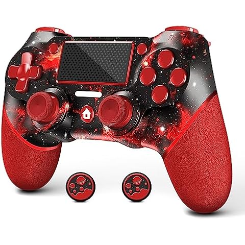 AceGamer Wireless Controller for PS4,Red Universe Design with Turbo/3.5mm Audio Jack/6-Axis Gyro Sensor/Double Vibration/Touchpanel,Compatible with PS4/Pro/Slim/PC (WIN 7/8/10) (Red) Cover