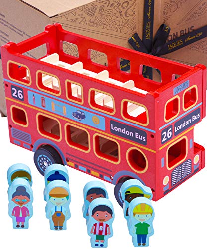 Jaques of London Wooden Toy Bus | London Bus Toy with Passengers | Car Toy | Toy Buses for Boys and Girls | Montessori Toys for Toddlers - Since 1795