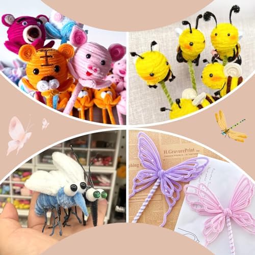 100 PCS Pipe Cleaners Craft, Light Brown Pipe Cleaners Bulk, Chenille Stem - 5