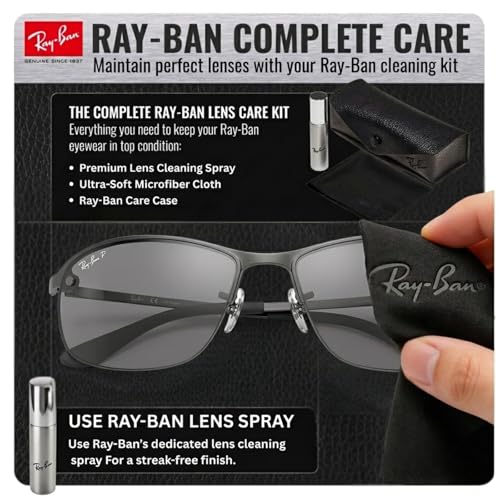Image of Ray-Ban RB3183 Rectangle Shaped Sunglasses for Men with Official RAYBAN Eyewear Kit