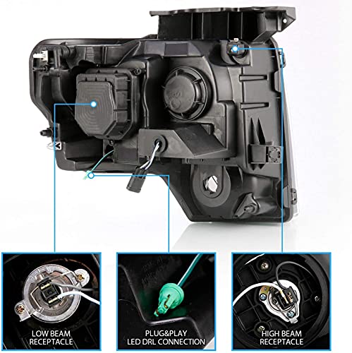 image for AmeriLite for 2009-2014 Ford F150 Truck LED Bar Square Projector Halog