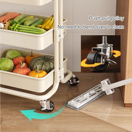 Carrello multiuso a 3 ripiani in rete – Contenitore in metallo con manico e ruote, versatile espositore per casa e ufficio, facile mobilità e design elegante