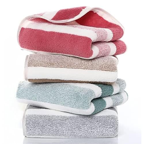 Image of MAXOSHINE Hand Towel Set of 4-Super Soft Quick Dry Microfiber Face Towel for Women Men-Hanging Loop Napkins for Wash Basin Gym Sports Travel-40 x 60 cm (Multi, Set of 4)