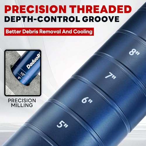 Image of 1 inch Core Drill Bit with Etched Depth Scale - Industrial for Reinforced Concrete, Brick Block, Masonry,1-1 /4 inch-7 UNC,14 inch Drilling Depth, Precision-Welded & Aggressive Sharp 12mm Segments, Wet