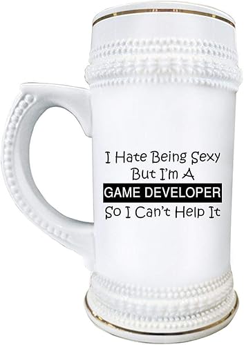 Cute Gifts for Game Developer Designer Beer Stein Mug 22oz Ceramic Novelty Drinkware - Video Gaming Design Dev Team Development Funny Gag Idea - I