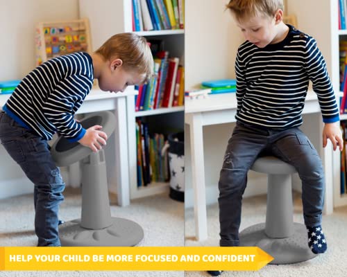 Image of Studico ActiveChairs Kids Wobble Stool, Flexible Classroom Seating Improves Focus, Posture & Helps ADHD /ADD. Get The Wiggles Out Active Fidget Chairs, Preschool | Elementary 14 inch Chair, Ages 3-7, Gray