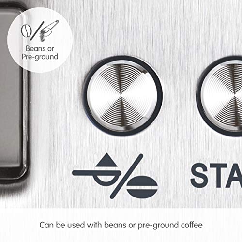 Morphy Richards 162100 Bean to Cup Grind and Brew Coffee Machine, Glass, 600 W, Black/Brushed 4 Gallery Image Morphy Richards 162100 Bean to Cup Grind and Brew Coffee Machine, Glass, 600 W, Black/Brushed 4 Gallery Image