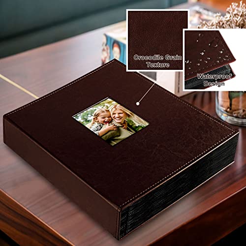 Image of Ywlake Photo Album 4x6 400 Pockets, Leather Photo Albums Holds 400 Vertical Pictures Only Brown