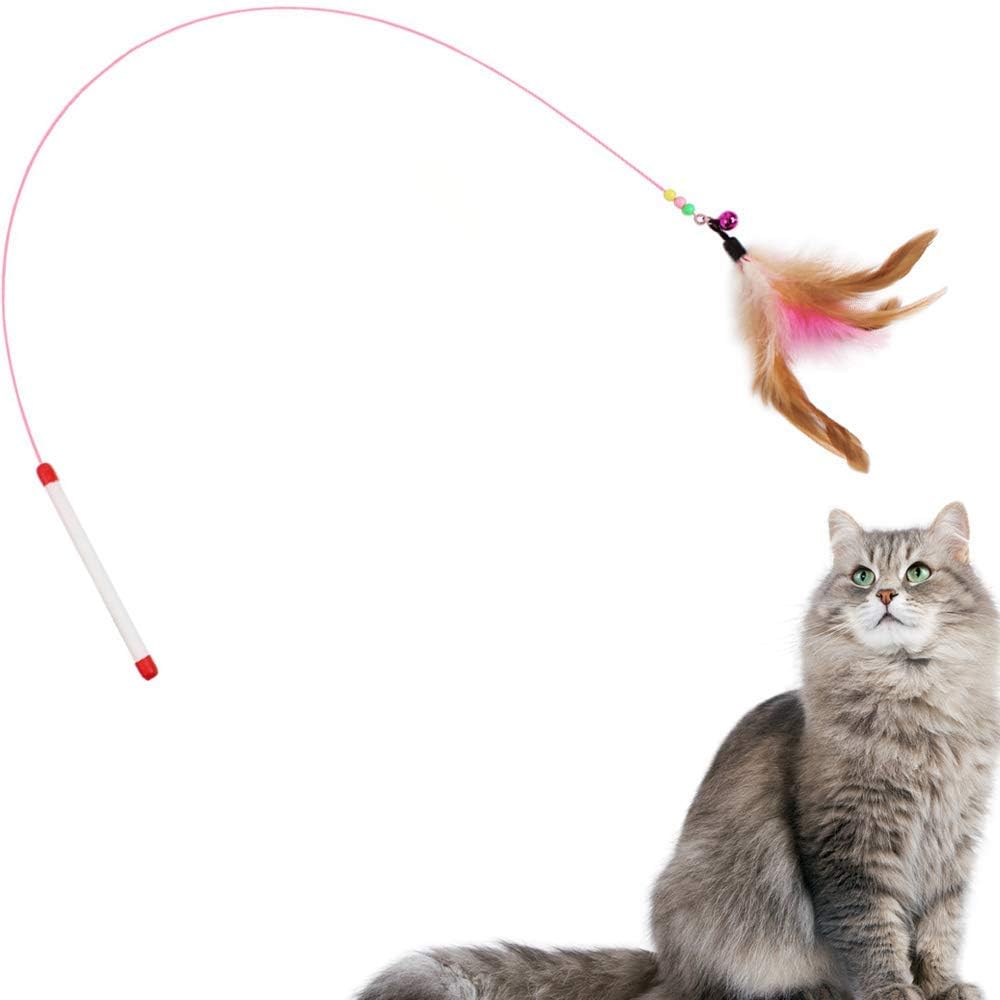 SLSON Feather Teaser Cat Toy, Interactive Cat Catcher and Exerciser Wand for Cats and Kitten Playing, with Feather, Bell and Flexible Wire 3 51pNFbEK6ZL. AC SL1000