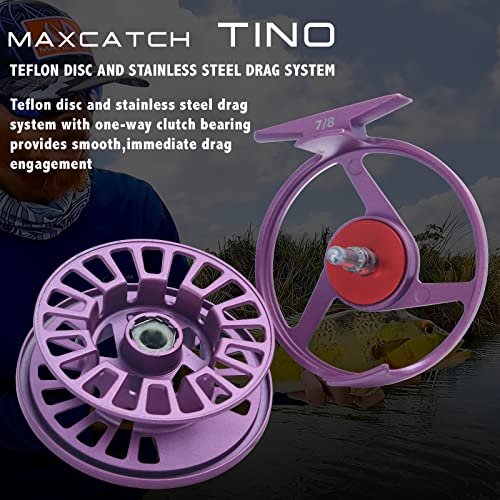 Maxcatch Tino Fly Fishing Reel (3/4Wt 5/6Wt 7/8Wt) And Pre-Loaded Fly Reel With Line Combo (Reel Only (Purple), 5/6 Wt) #TOP4