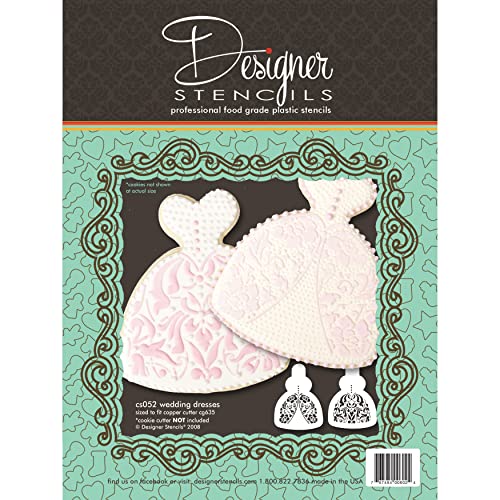 Wedding Dress Cookie Stencil Set (no cutter) | Suitable for Cakes and Cookies | Perfect for Paint Projects Too | CS052 by Designer Stencils