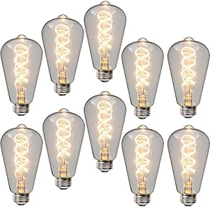 10Packs E27 4W helder glas dubbele spiraal flexibele lamp ST64 Vintage LED-gloeilamp (40W equivalent) Warm wit 2700K…