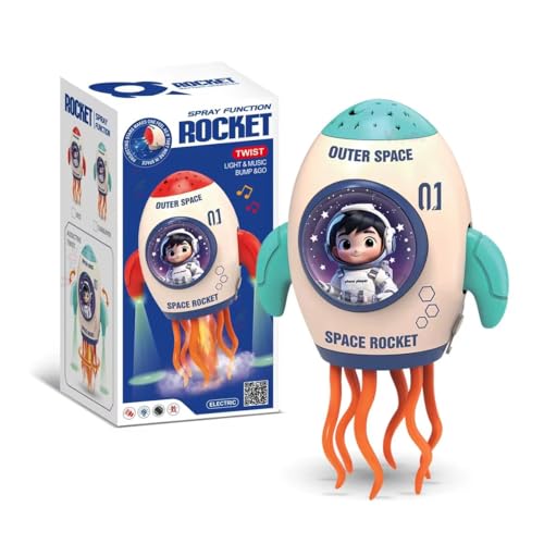 Image of VikriDA Rocket Toy with Fog Spray & LED Lights | Crawling Musical Dancing Rocket for Kids Boys & Girls