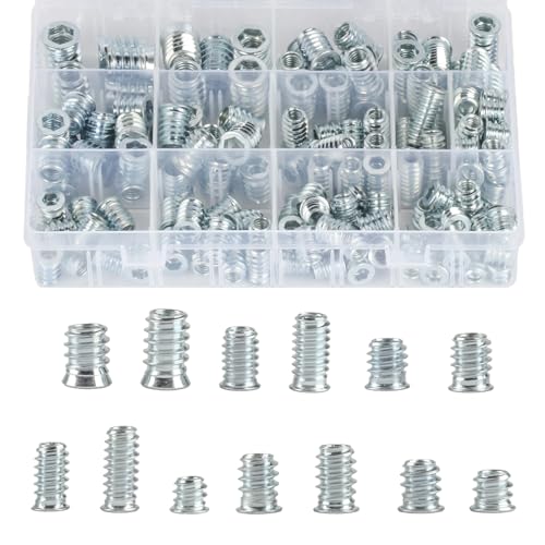 155 Pcs M6 M8 M10 Threaded Inserts - Flanged Hex Socket Nuts for Wood Furniture