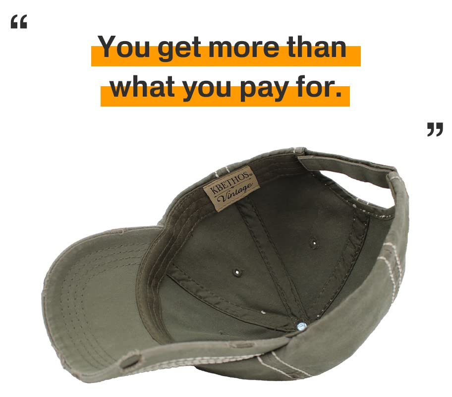Image of KBETHOS Vintage Washed Distressed Cotton Dad Hat Baseball Cap Adjustable Polo Trucker Unisex Style Headwear